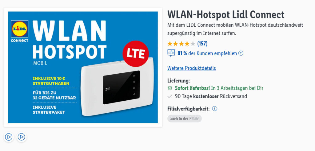 LIDL Connect WLAN Router statt Prepaid Surfstick